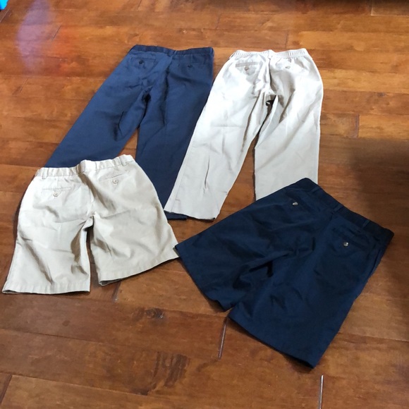 Boys 16 Lands End Chino Pants Shorts Uniform LOT Navy Blue Khaki Tan Chino - Picture 13 of 13